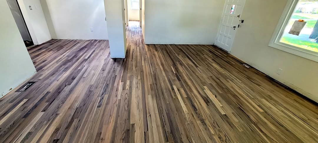 Red and white oak hardwood flooring sample